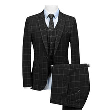 Load image into Gallery viewer, Men's plaid suit 3 Pieces Notched Shawl Lapel Blazer Suit Sets Formal Slim Fit Tuxedos Suit 2019 Royal Blue(Blazer +Vest+Pants)