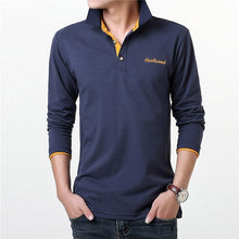 Load image into Gallery viewer, POLO Long Sleeve Top Men's Solid Color Lapel Business Polo Shirt Men's Jersey Cotton Comfortable Breathable Bottom Polo Shirt