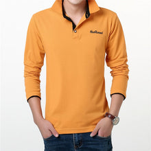 Load image into Gallery viewer, POLO Long Sleeve Top Men's Solid Color Lapel Business Polo Shirt Men's Jersey Cotton Comfortable Breathable Bottom Polo Shirt