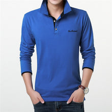 Load image into Gallery viewer, POLO Long Sleeve Top Men's Solid Color Lapel Business Polo Shirt Men's Jersey Cotton Comfortable Breathable Bottom Polo Shirt