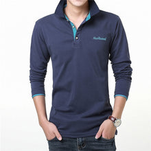 Load image into Gallery viewer, POLO Long Sleeve Top Men's Solid Color Lapel Business Polo Shirt Men's Jersey Cotton Comfortable Breathable Bottom Polo Shirt