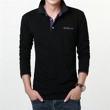 Load image into Gallery viewer, POLO Long Sleeve Top Men's Solid Color Lapel Business Polo Shirt Men's Jersey Cotton Comfortable Breathable Bottom Polo Shirt