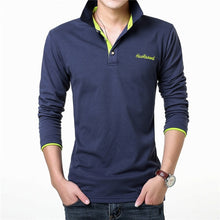 Load image into Gallery viewer, POLO Long Sleeve Top Men's Solid Color Lapel Business Polo Shirt Men's Jersey Cotton Comfortable Breathable Bottom Polo Shirt