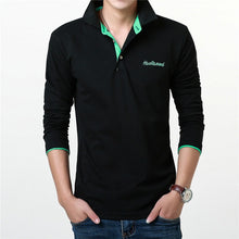 Load image into Gallery viewer, POLO Long Sleeve Top Men's Solid Color Lapel Business Polo Shirt Men's Jersey Cotton Comfortable Breathable Bottom Polo Shirt