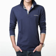 Load image into Gallery viewer, POLO Long Sleeve Top Men's Solid Color Lapel Business Polo Shirt Men's Jersey Cotton Comfortable Breathable Bottom Polo Shirt