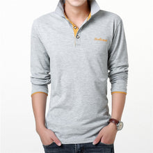 Load image into Gallery viewer, POLO Long Sleeve Top Men's Solid Color Lapel Business Polo Shirt Men's Jersey Cotton Comfortable Breathable Bottom Polo Shirt